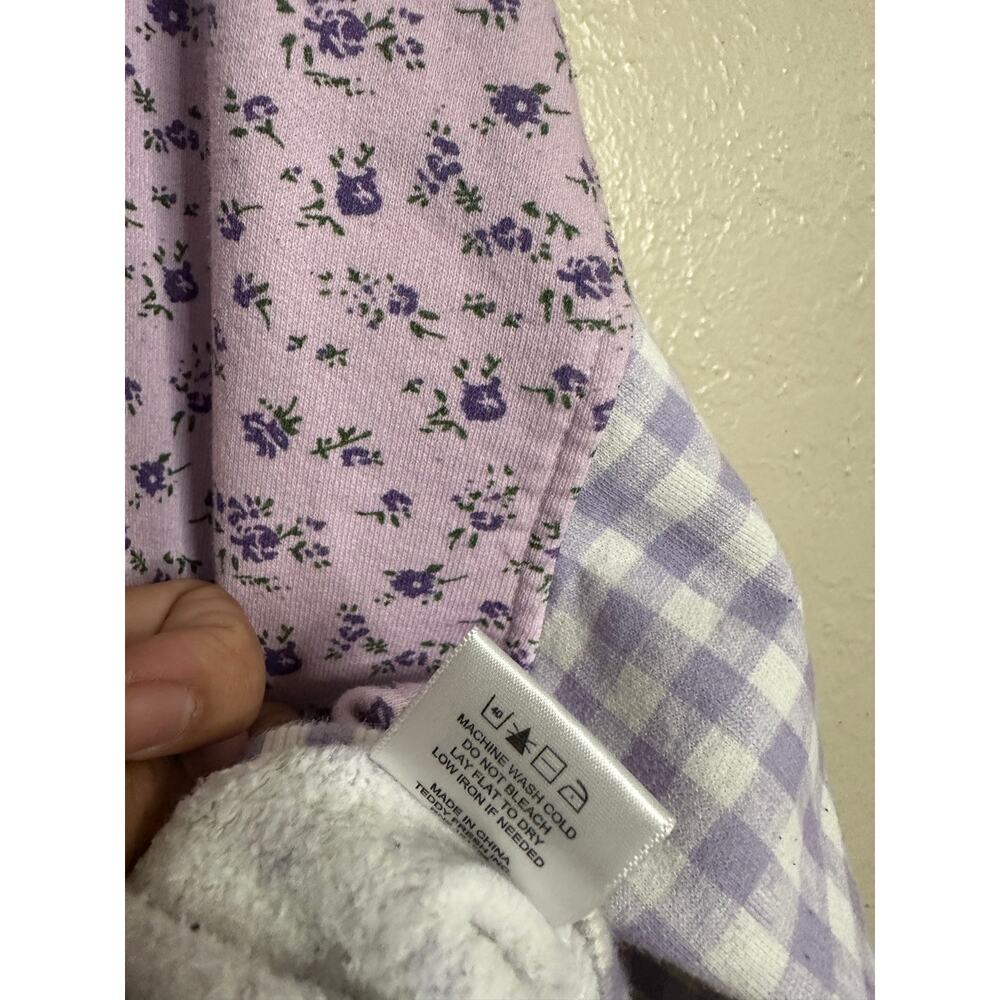 Teddy Fresh Lavender Patchwork Zip-Up Hoodie Womans 3XL Floral Gingham - Picture 12 of 12